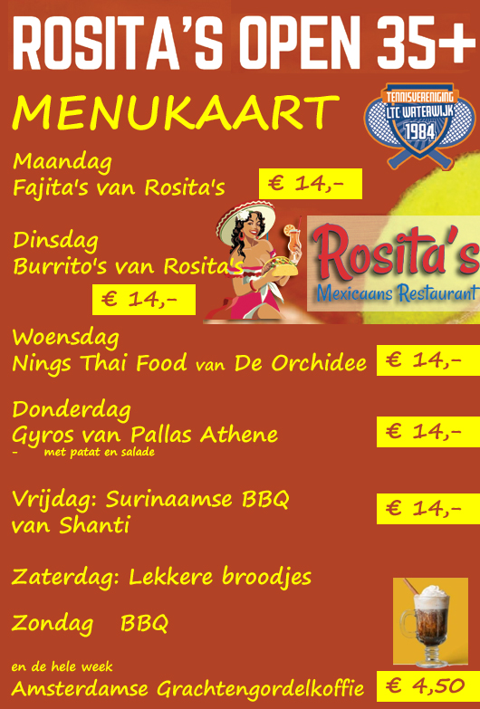 Menukaart Rosita's Open 35+